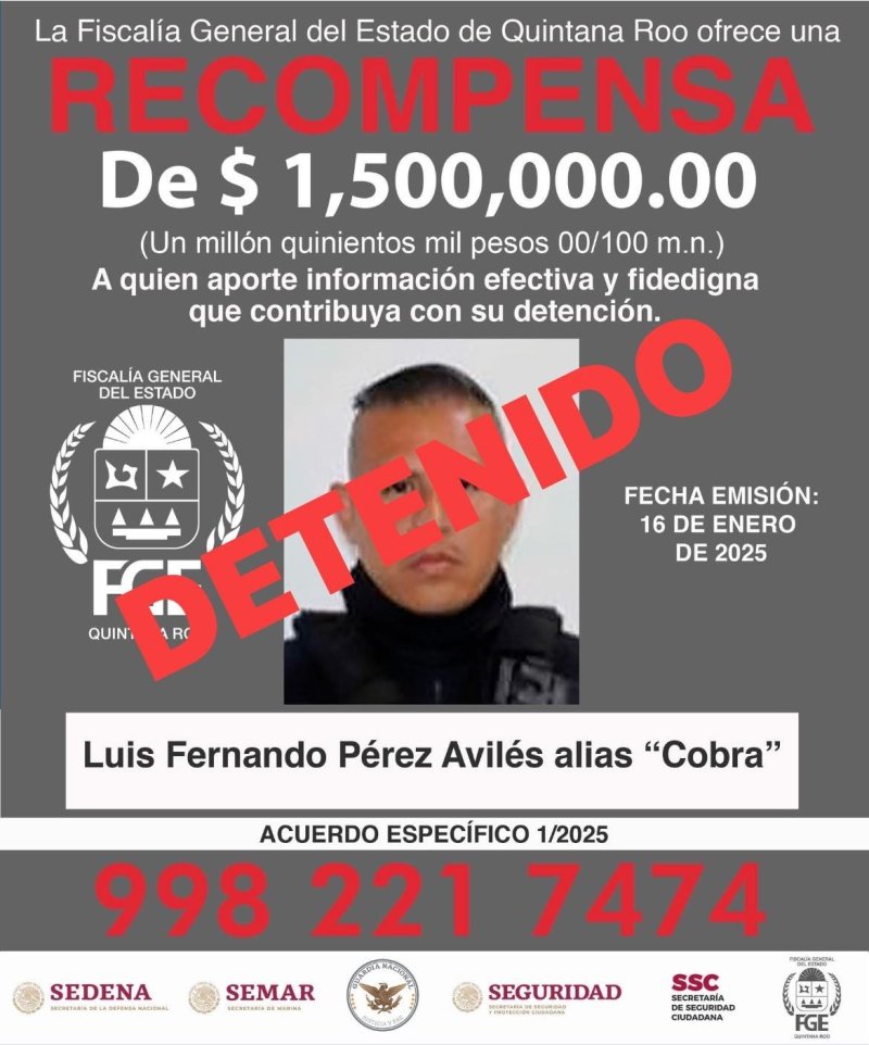 Cae el “Cobra” uno de los más buscados en Quintana Roo