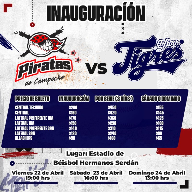 Comunicado venta de boletos serie inaugural vs Piratas de Campeche