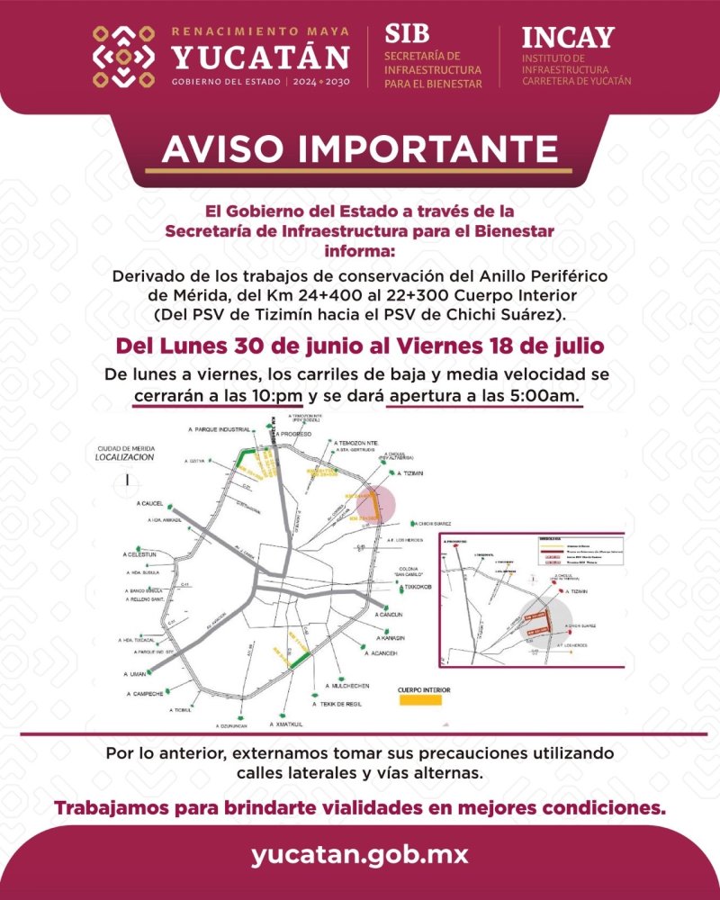 Concluyen mejoras en nuevo tramo del Periférico de Mérida