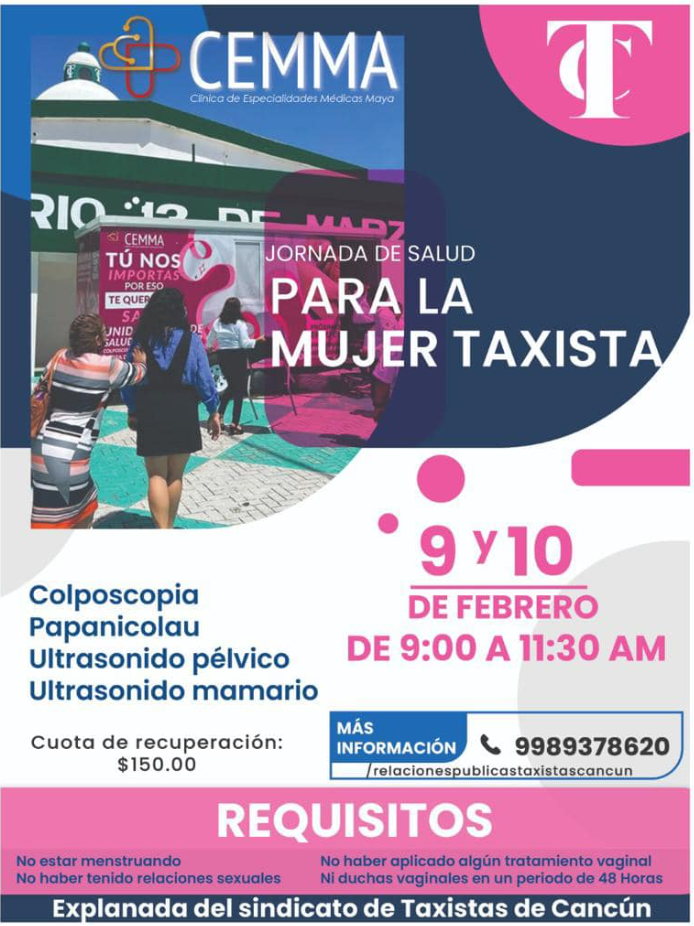 CONTINÚAN JORNADAS DE SALUD PARA LA MUJER TAXISTA EN EL SINDICATO “ANDRÉS QUINTANA ROO”