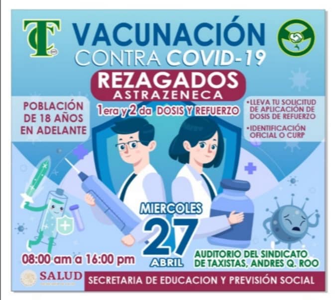 ¡ ES TIEMPO DE VACUNACIÓN PARA TODA LA “FAMILIA TAXISTA” Y PÚBLICO EN GENERAL !