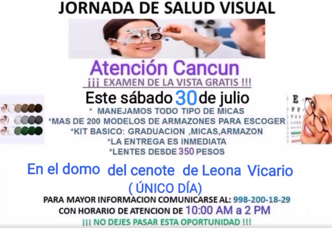 ¡Examen de la vista gratis!; Jornada de Salud Visual en Cancún