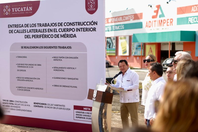 Inaugura Gobernador Joaquín Díaz Mena laterales del Periférico de Mérida