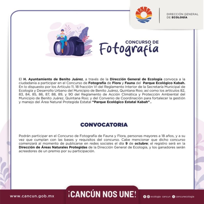 INVITA GOBIERNO DE BJ A PARTICIPAR EN CONCURSO DE FOTOGRAFÍA DE FLORA Y FAUNA