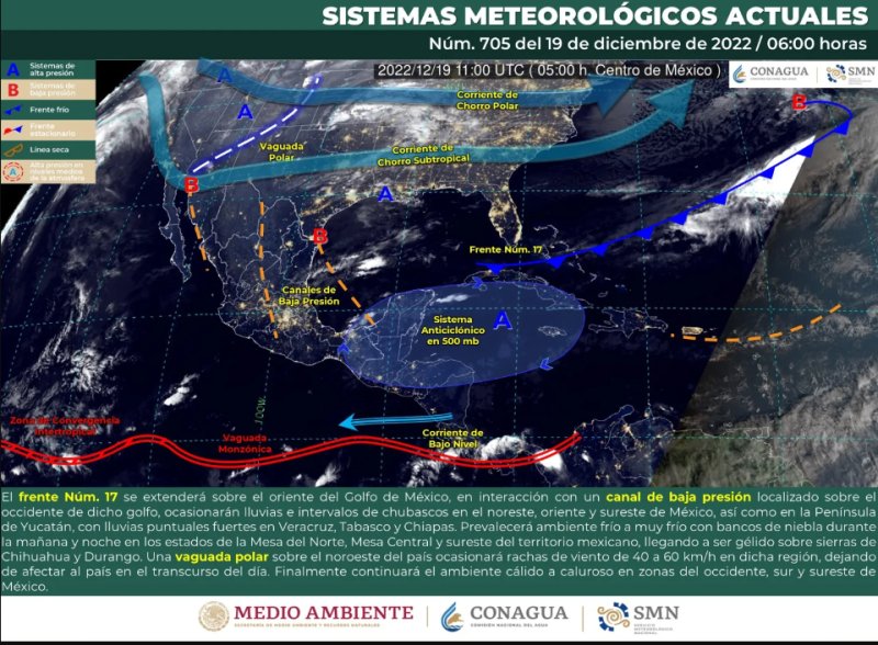 Las lluvias invadirán Cancún debido al frente frio