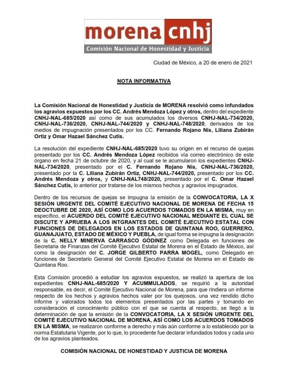 LLAMA JORGE PARRA A SUPERAR DIFERENCIAS Y TRABAJAR EN UNIDAD PARA FORTALECER A MORENA
