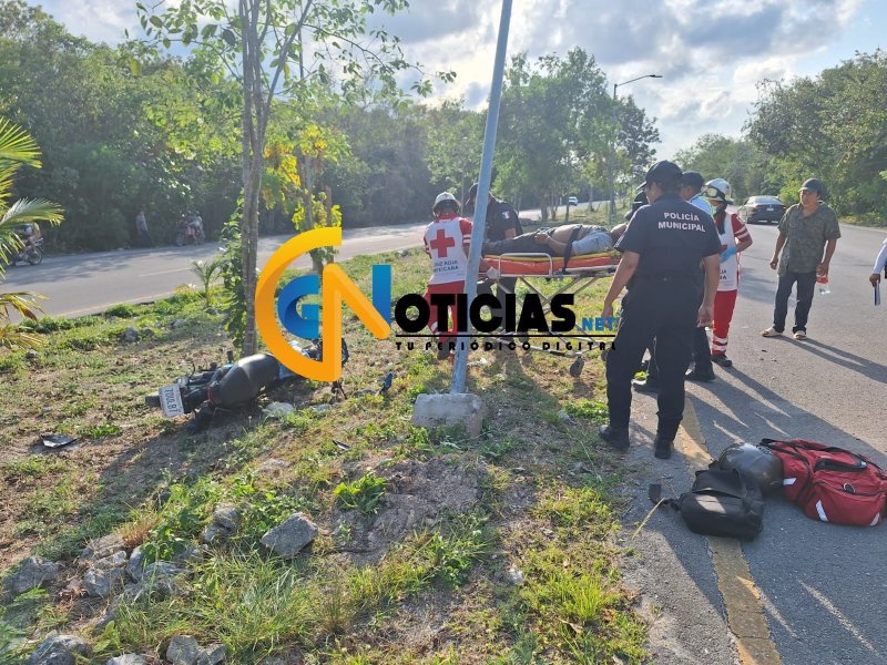 Motociclista sufrió un aparatoso accidente la tarde de hoy en la avenida Químico Pastrana