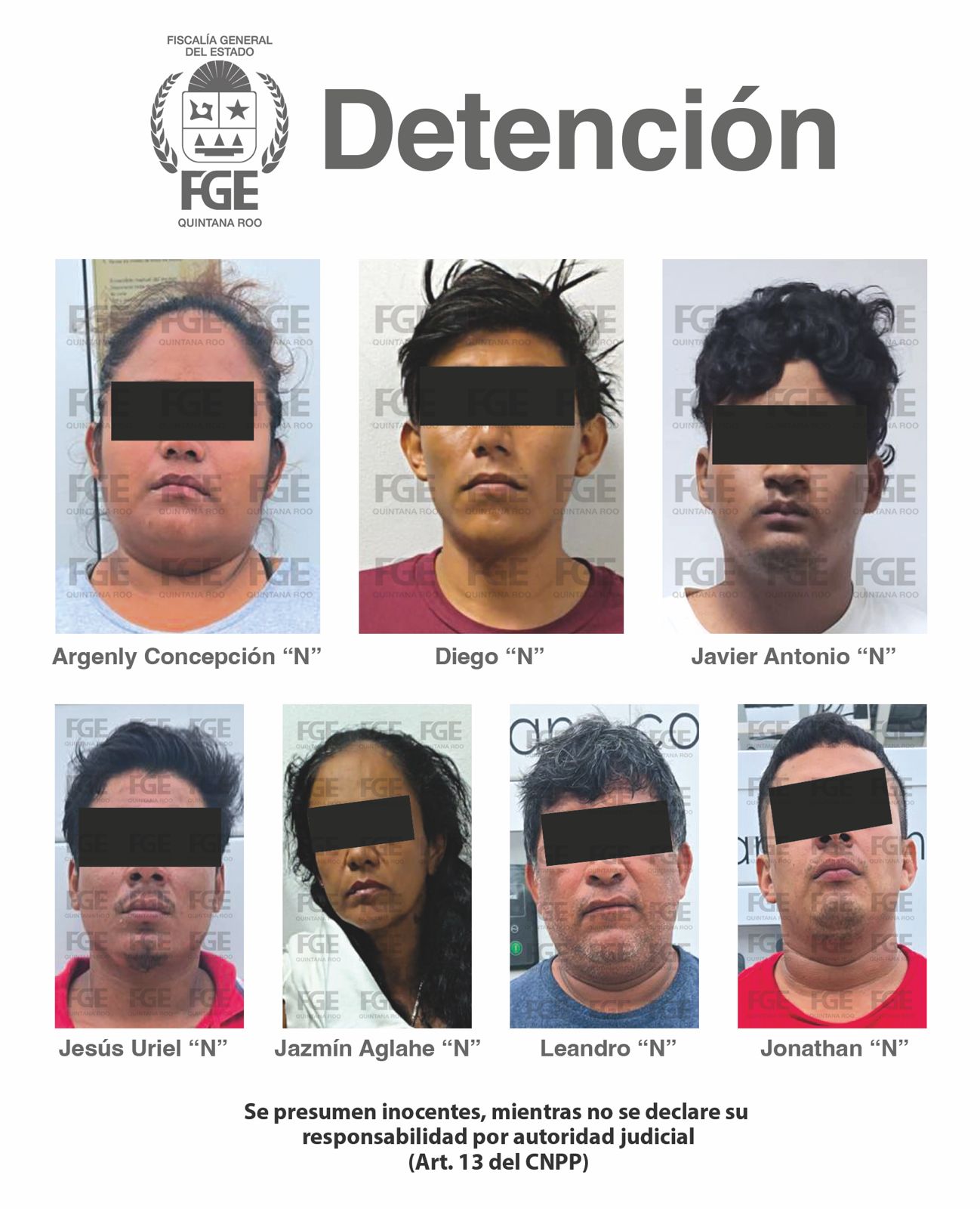 Detiene FGE a siete personas; les asegura drogas y motocicletas con reporte de robo en Benito Juárez