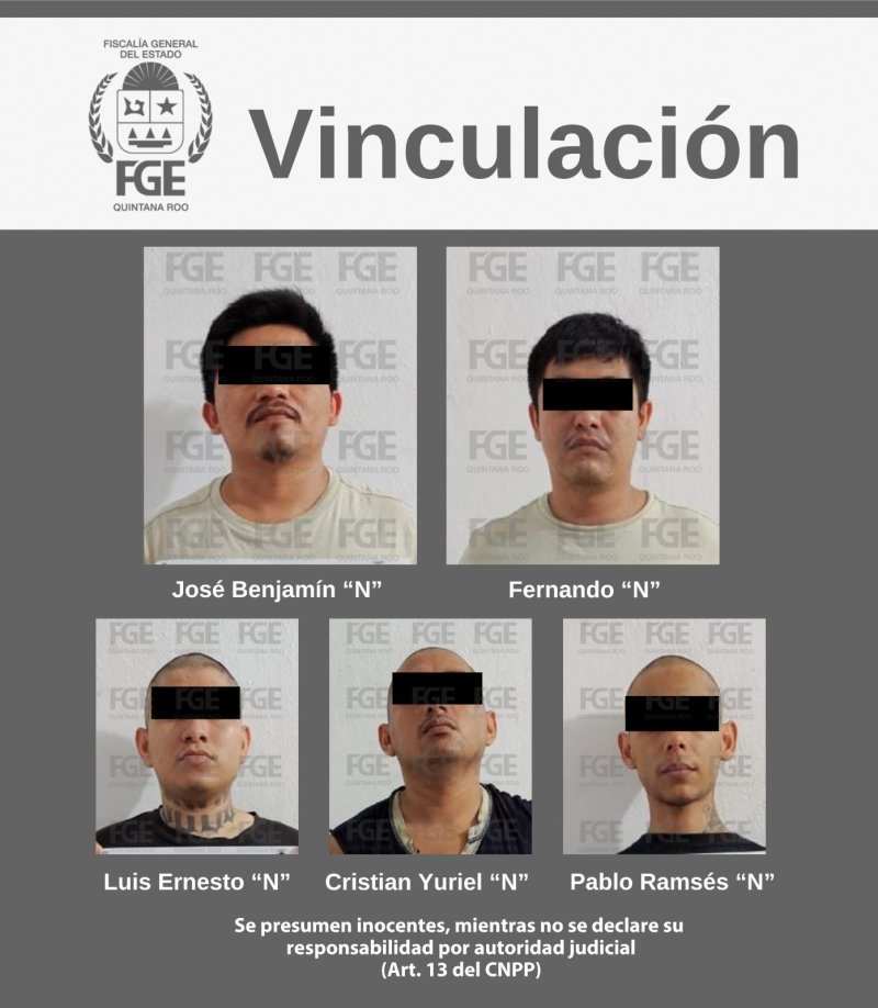 Obtiene Fiscalía vinculación a proceso para cinco sujetos por violación a una mujer colombiana en Tulum; para dos de estos, es su tercera imputación