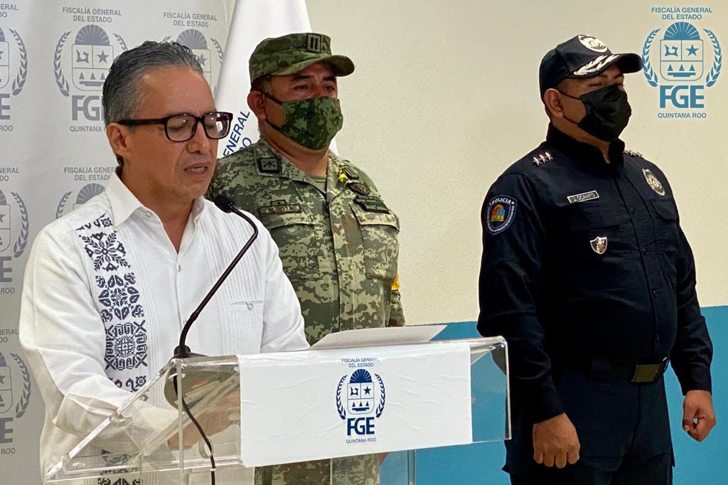 Policías de investigación de la FGE QROO en coordinación con personal de la Guardia Nacional y de la Policía Quintana Roo