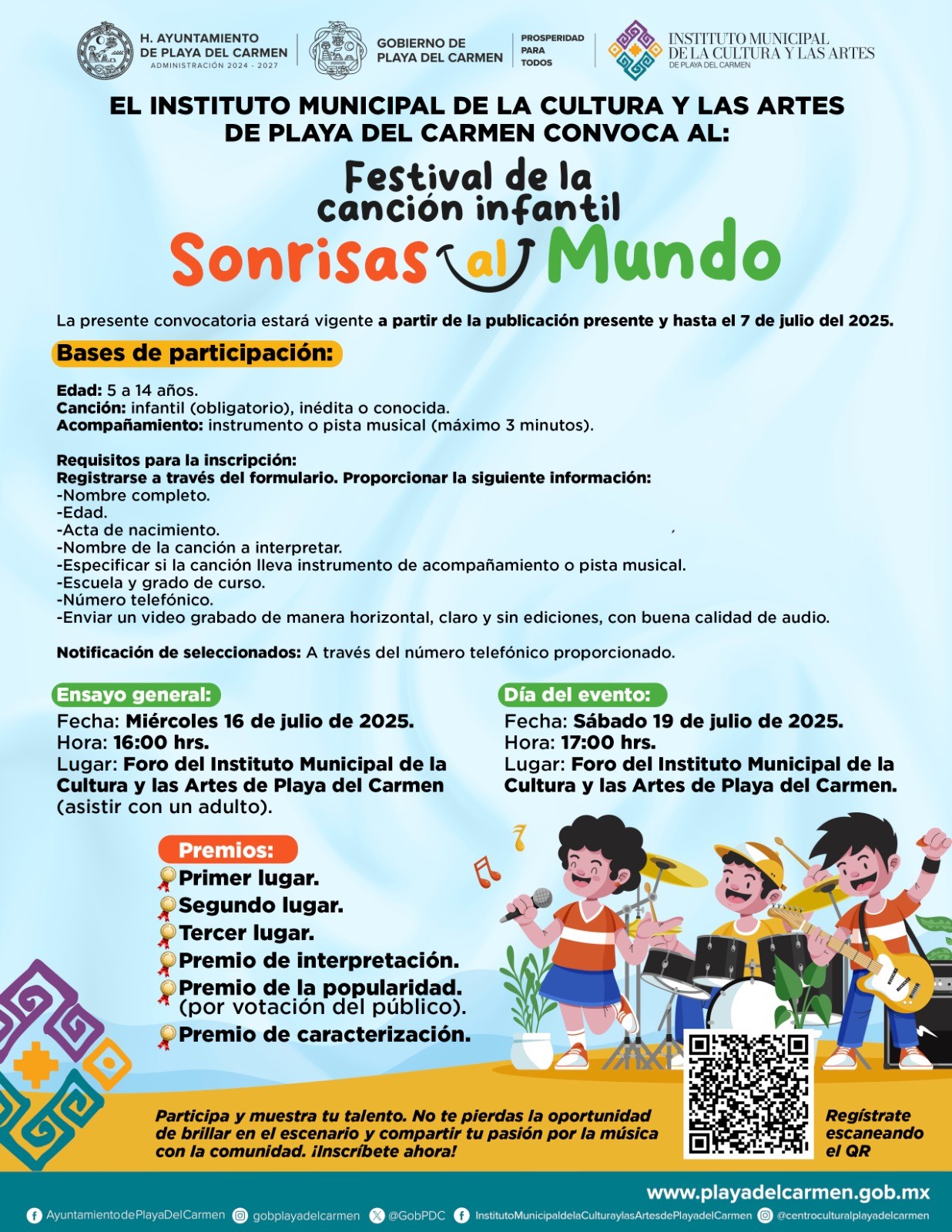 Convocan a niñas y niños de Playa del Carmen a participar en “Sonrisas al Mundo”, primer Festival de Canción Infantil