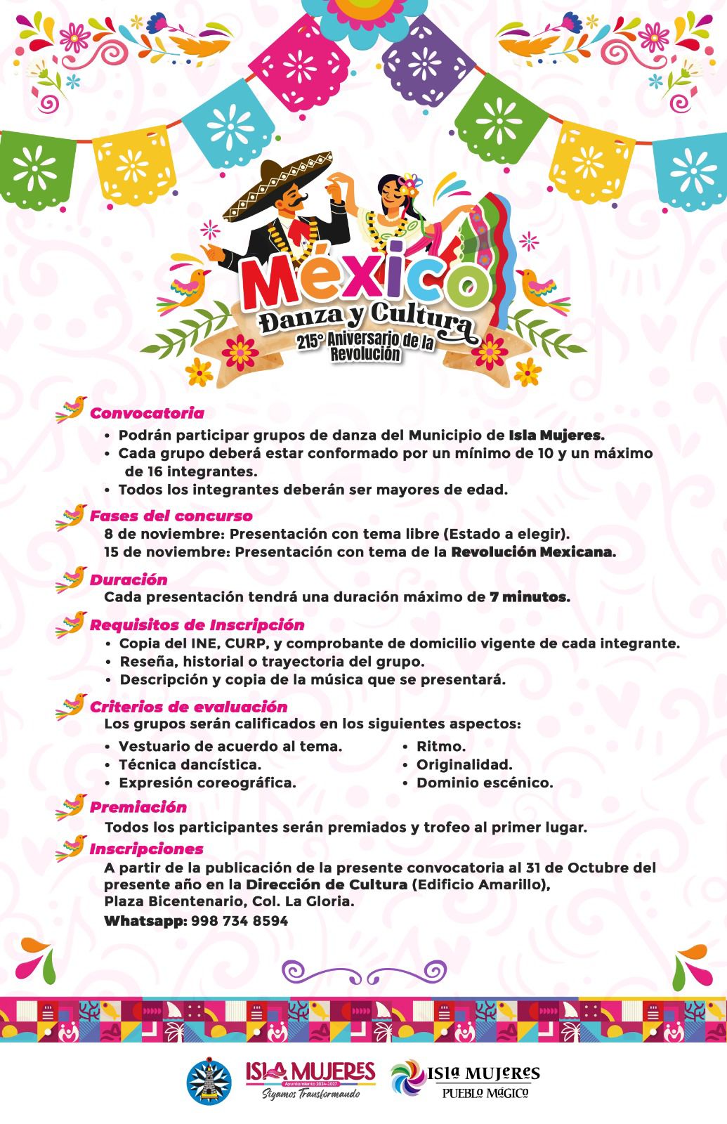 Gobierno de Isla Mujeres invita a grupos de baile a participar en el concurso “México Danza y Cultura”