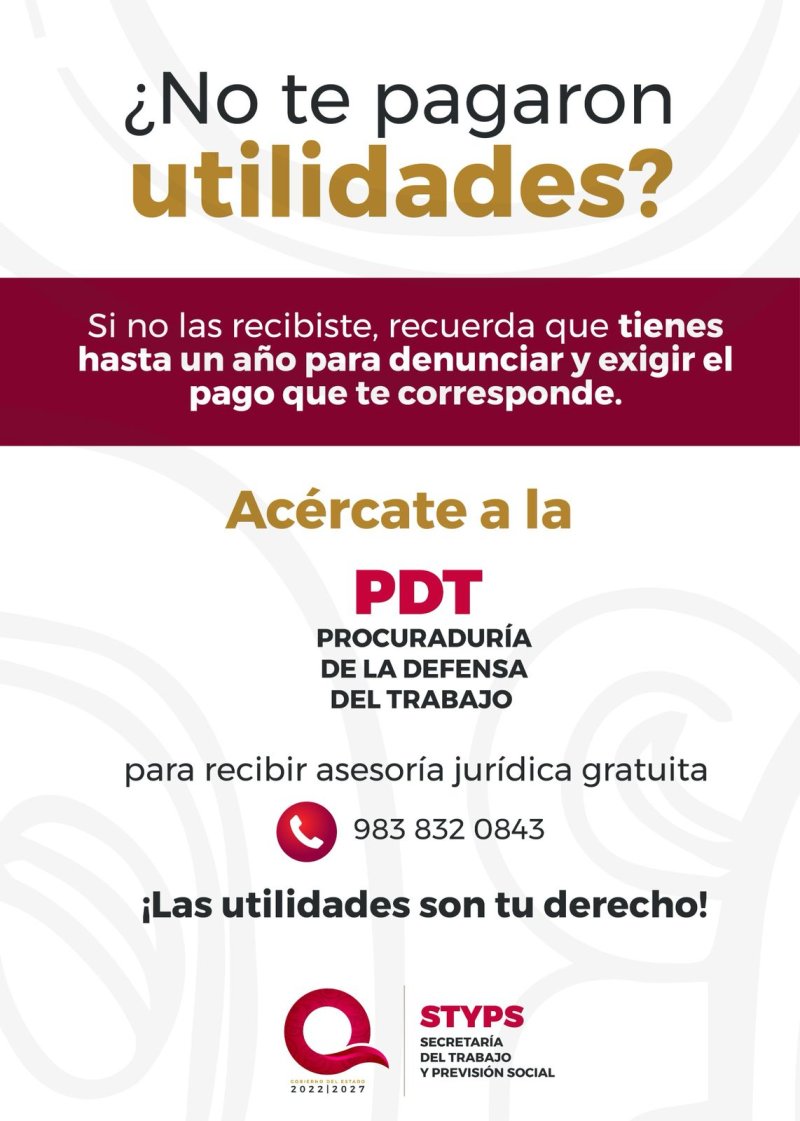 En mayo y junio personas morales y físicas deberán cumplir con el reparto de utilidades en tiempo y forma: STyPS
