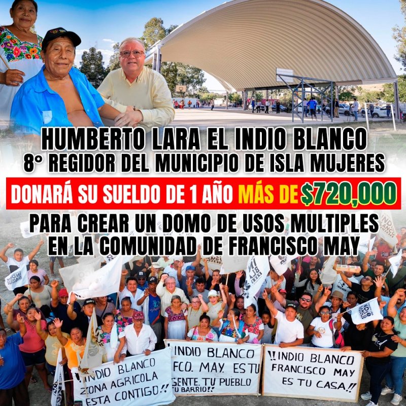 𝗥𝗲𝗴𝗶𝗱𝗼𝗿 𝗱𝗲 𝗜𝘀𝗹𝗮 𝗠𝘂𝗷𝗲𝗿𝗲𝘀, 𝗛𝘂𝗺𝗯𝗲𝗿𝘁𝗼 𝗟𝗮𝗿𝗮 donará su sueldo de 1 año, 𝗺𝗮́𝘀 𝗱𝗲 $𝟳𝟮𝟬𝗺𝗶𝗹 𝗽𝗲𝘀𝗼𝘀 para construir un 𝗗𝗼𝗺𝗼 𝗱𝗲 𝘂𝘀𝗼𝘀 𝗺𝘂́𝗹𝘁𝗶𝗽𝗹𝗲𝘀 𝗲𝗻 𝗙𝗿𝗮𝗻𝗰𝗶𝘀𝗰𝗼 𝗠𝗮𝘆