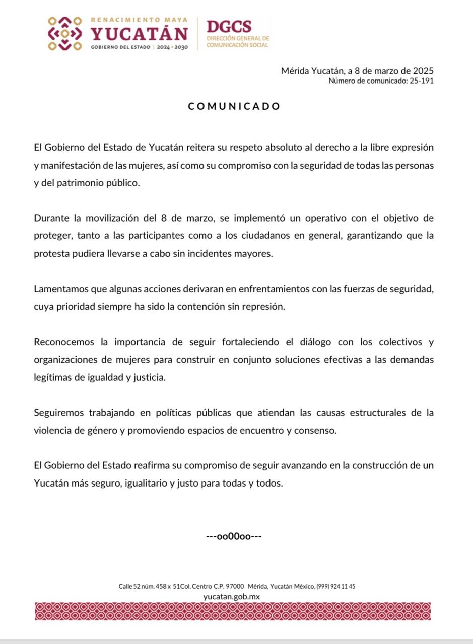 El Gobierno del Estado de Yucatán reitera su respeto absoluto al derecho a la libre expresión