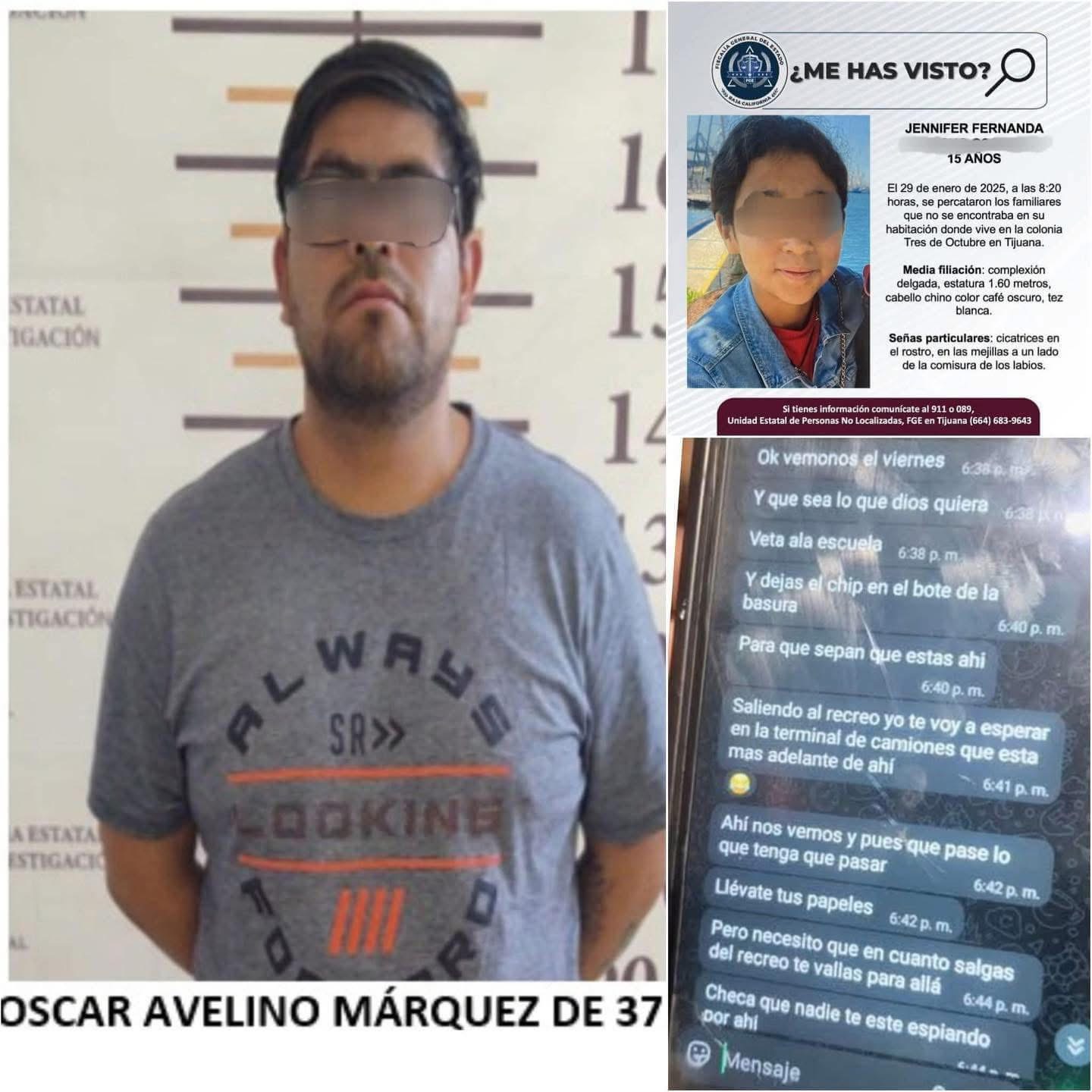 Rescatan a Jennifer Fernanda, la adolescente de 15 años manipulada por un hombre de 37 en Tijuana