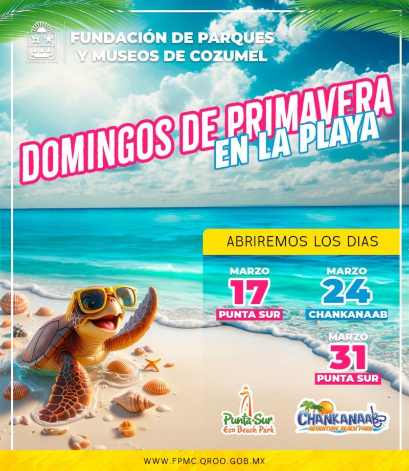 Los parques Punta Sur y Chankanaab, abrirán sus puertas los domingos de Vacaciones de Semana Santa