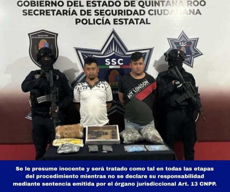 Detiene la #SSC a dos masculinos, presuntos implicados en Delitos Contra la Salud y Violación a la Ley Federal de Armas de Fuego y Explosivos