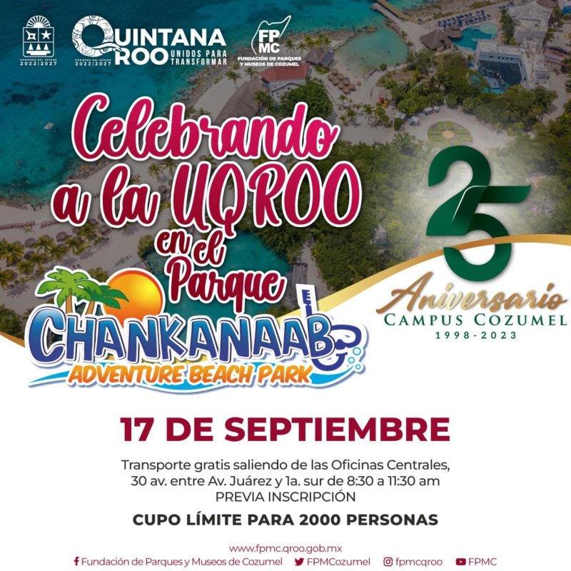 La Fundación de Parques y Museos realizará el “Día UQROO en Chankanaab”, para conmemorar el 25 aniversario del Campus Cozumel