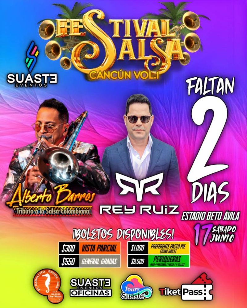 Solo faltan 02 días para el 🟢 1Er Festival de la Salsa Cancún 🟢 vamos hacer historia con tremenda gozadera 💃🏾🕺🏽🎶