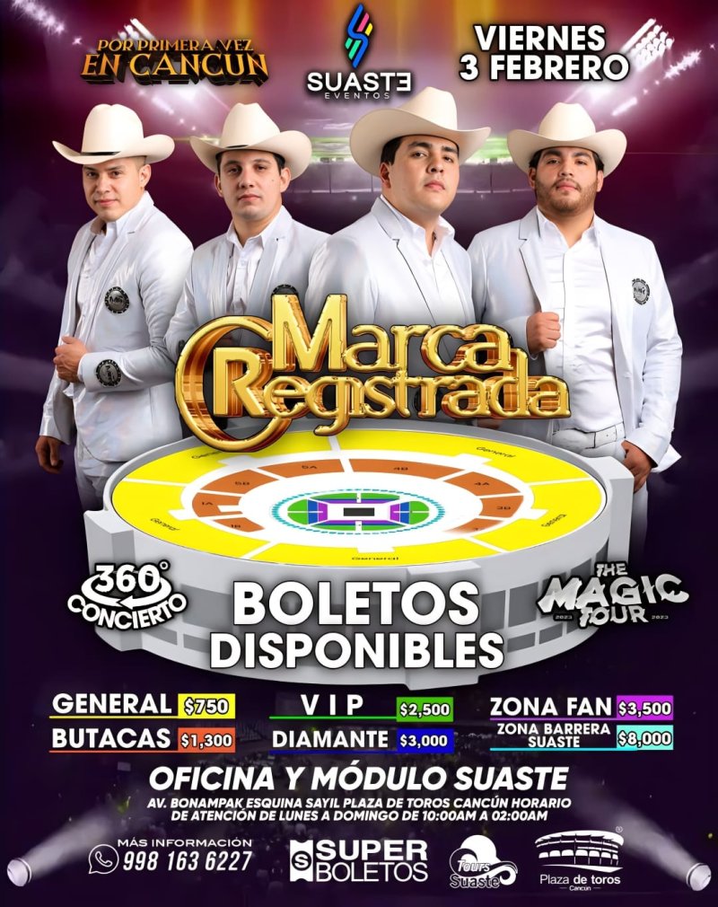 Un nuevo fenómeno musical que está retumbando en las plataformas 📲digitales se acerca a #Cancun 🏖️ Grupo Marca Registrada ®️ llega con su #themagictour🔮