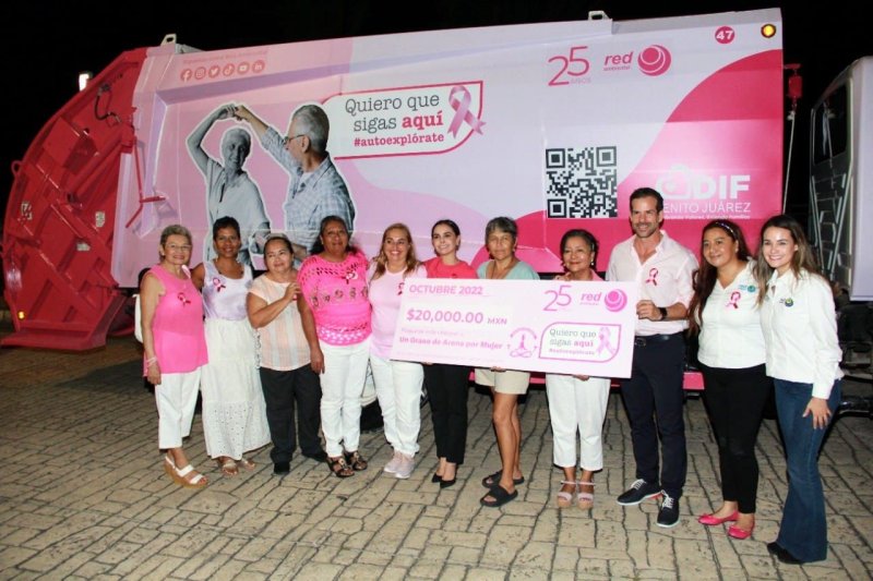 Rotulan camiones recolectores de Cancún con información de campaña “Quiero que sigas aquí: auto explórate”