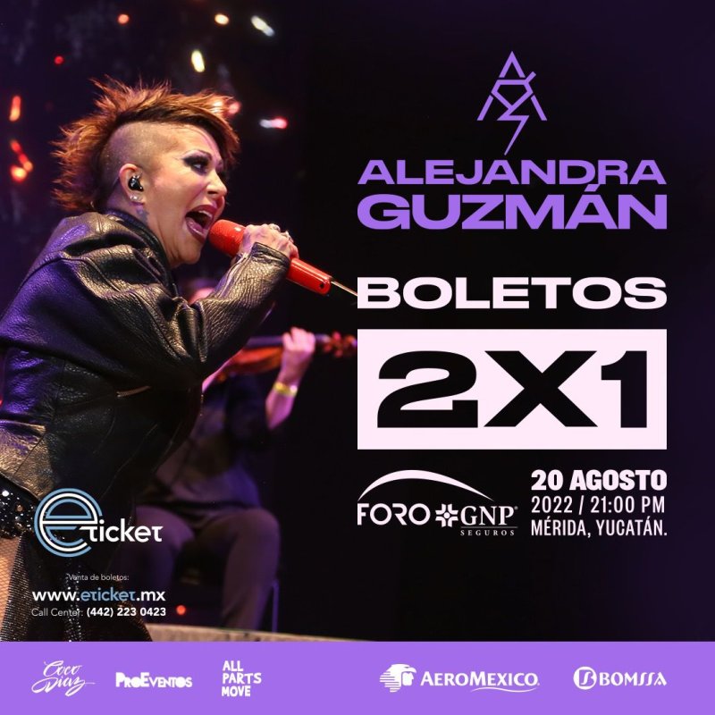 🎶 Y de pronto un día de suerte…🎤🎵🎟🌟 Llegó la promoción que esperabas, 🚨 2𝒙1 en todas las secciones<br>‼️Última oportunidad para estar con La Guzmán en #Mérida‼️