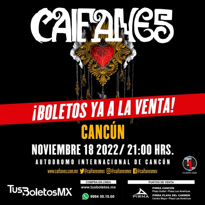 🚨Atención #Cancún hoy arranca la venta de boletos para el concierto de 🔥🔥 Caifanes