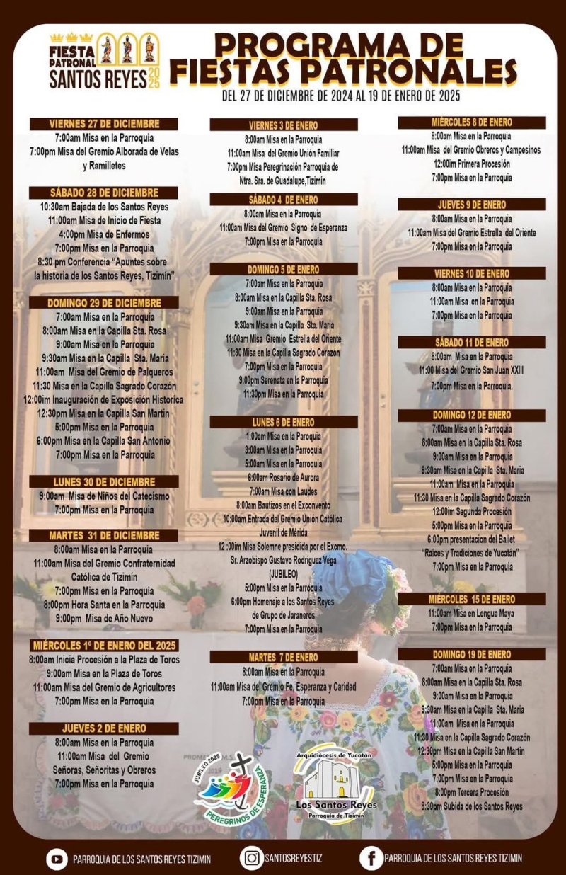 PROGRAMA COMPLETO DE LA FIESTA PATRONAL DETIZIMÍN YUCATÁN