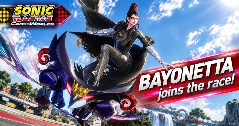 Bayonetta llega gratis a Sonic Racing CrossWorlds en su segundo año