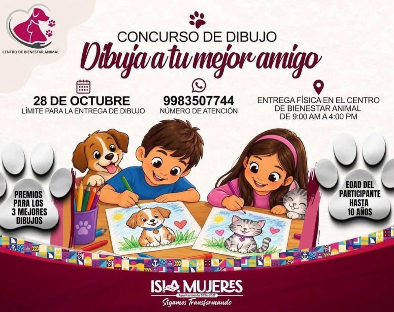 INVITAN A NIÑOS DE ISLA MUJERES A DIBUJAR A SU MEJOR AMIGO El Gobierno de Isla Mujeres lanzó la convocatoria al concurso...