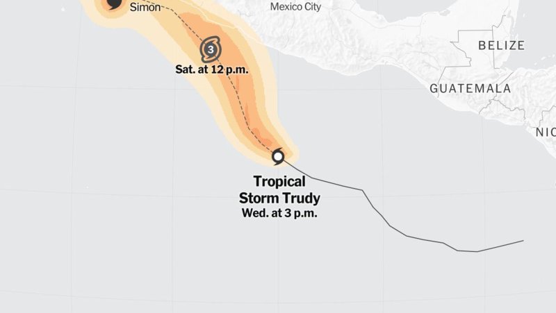 Mapa en vivo de la trayectoria de la tormenta tropical Trudy